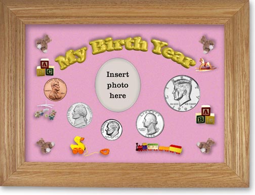 1994 My Birth Year Coin Gift Set with a pink background and wheat frame MAIN
