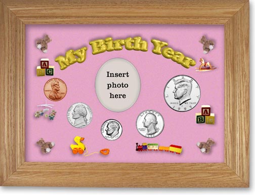 1997 My Birth Year Coin Gift Set with a pink background and wheat frame MAIN