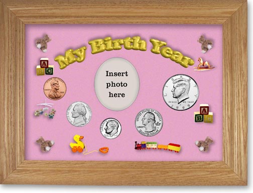 1999 My Birth Year Coin Gift Set with a pink background and wheat frame MAIN