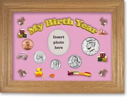 2004 My Birth Year Coin Gift Set with a pink background and wheat frame THUMBNAIL