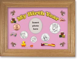 2013 My Birth Year Coin Gift Set with a pink background and wheat frame THUMBNAIL