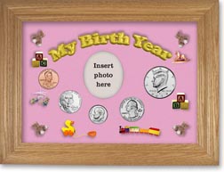 2019 My Birth Year Coin Gift Set with a pink background and wheat frame THUMBNAIL