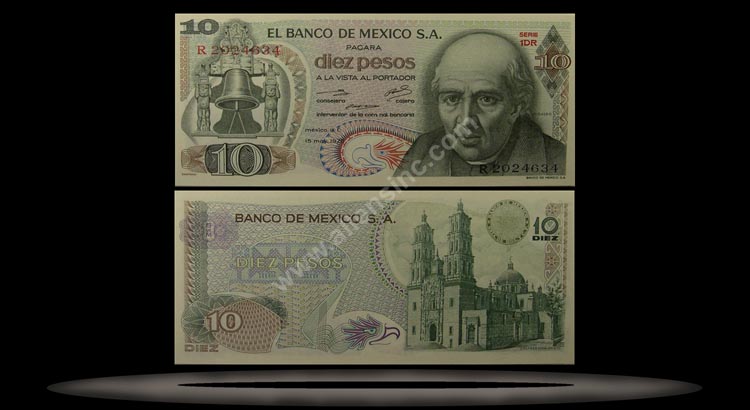 Mexico Banknote, 10 Pesos, 3.2.1971, P#63d MAIN