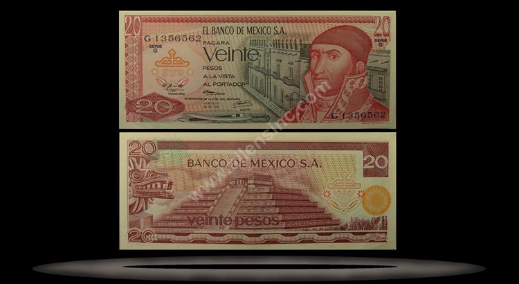 Mexico Banknote, 20 Pesos, 18.7.1973, P#64b MAIN