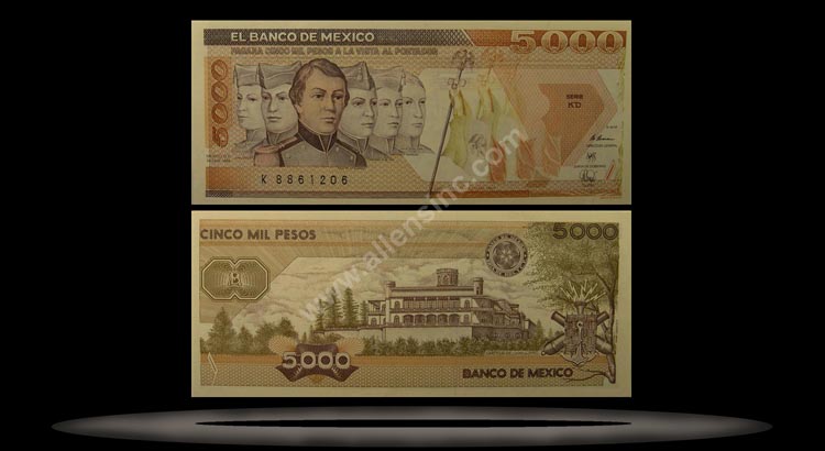 Mexico Banknote, 5000 Pesos, 24.2.1987, P#88b MAIN