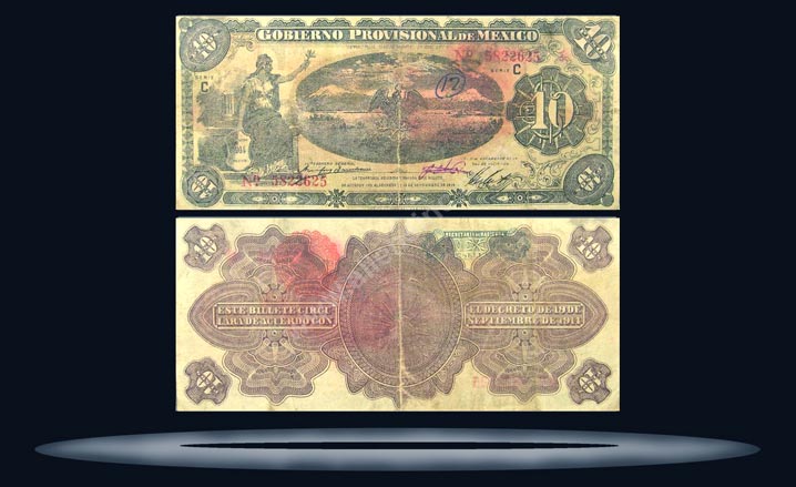 Gobierno Provisional de Mexico, Veracruz (Revolutionary), Mexico Banknote, 10 Pesos, 1.12.1914, P#1106a MAIN