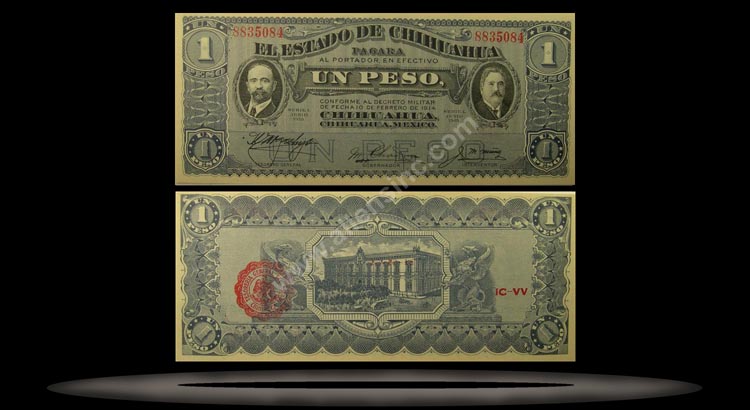 El Estado de Chihuahua (Revolutionary), Mexico Banknote, 1 Peso, 10.11.1915, P#530e MAIN