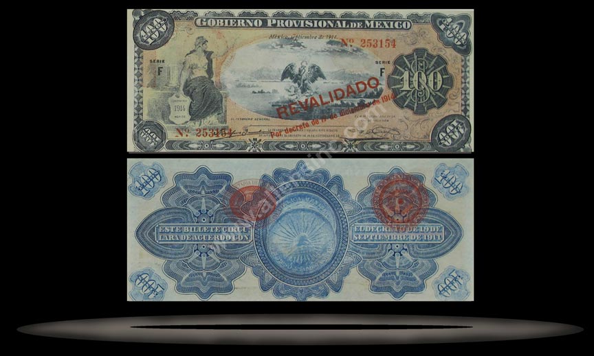 Gobierno Provisional de Mexico, Mexico City (Revolutionary), Mexico Banknote, 100 Pesos, 28.9.1914, P#708x MAIN