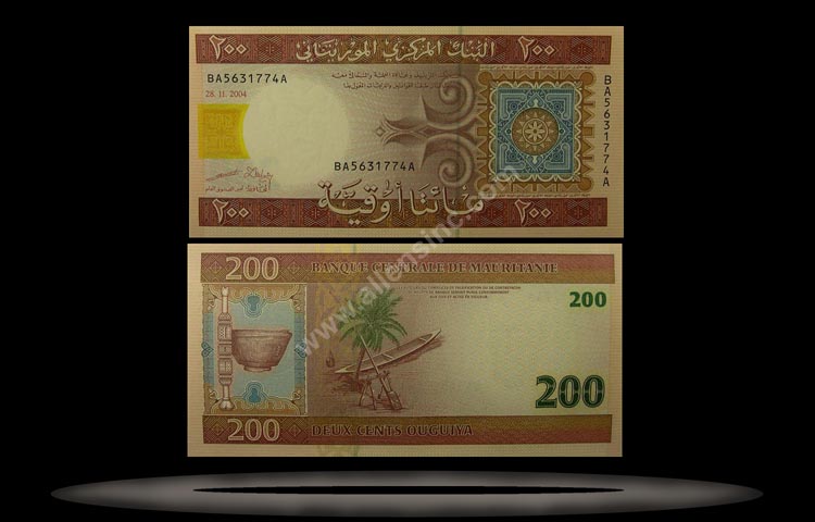 Mauritania Banknote, 200 Ouguiya, 28.11.2004, P#11 MAIN