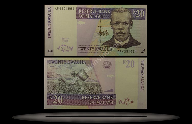 Malawi Banknote, 20 Kwacha, 1.7.1997, P#38a MAIN