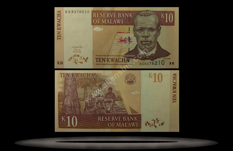 Malawi Banknote, 10 Kwacha, 1.6.2004, P#43c MAIN