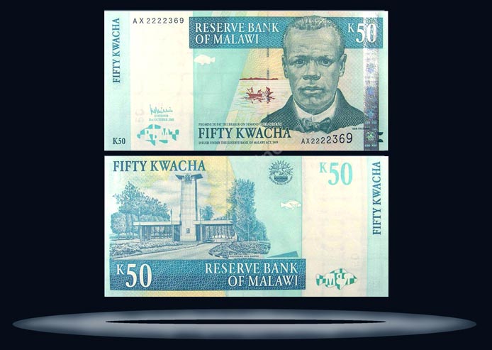 Malawi Banknote, 50 Kwacha, 1.10.2001, P#45a MAIN
