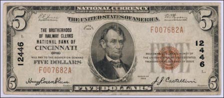 Brotherhood of Railway Clerks National Bank of Cincinnati, Ohio, Charter 12446 LARGE