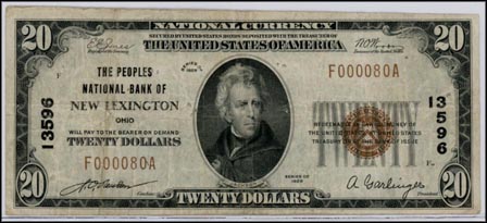 Peoples National Bank of New Lexington, Ohio, Charter 13596 LARGE