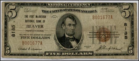 Fort McIntosh National Bank of Beaver, Pennsylvania, Charter 8185 MAIN