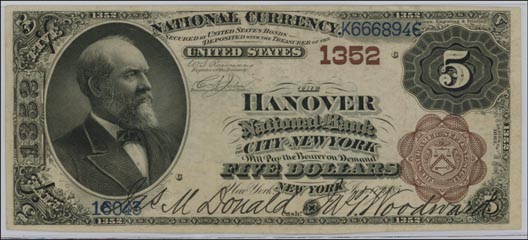Hanover National Bank of The City of New York, New York, Charter 1352 LARGE