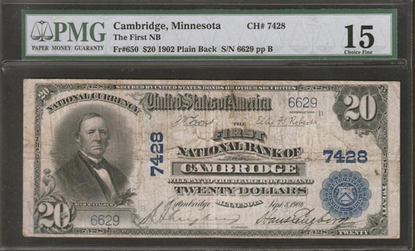 First National Bank of Cambridge, Minnesota, Charter 7428 LARGE