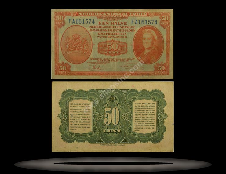 Netherlands Indies Banknote, 50 Cents, 2.3.1943, P#110a MAIN
