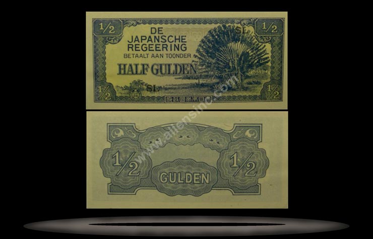Japanese Occupation of Netherlands Indies Banknote, 1/2 Gulden, ND (1942), P#122b MAIN