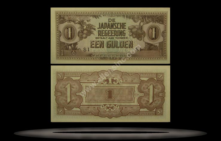Japanese Occupation of Netherlands Indies Banknote, 1 Gulden, ND (1942), P#123c MAIN