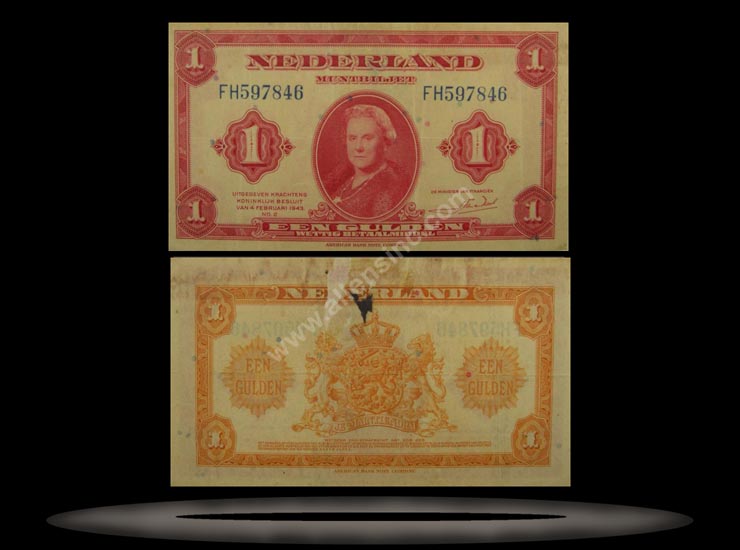 Netherlands Banknote, 1 Gulden, 4.2.1943, P#64 MAIN