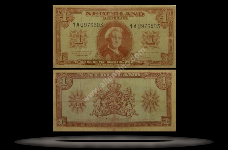 Netherlands Banknote, 1 Gulden, 18.5.1945, P#70 MAIN