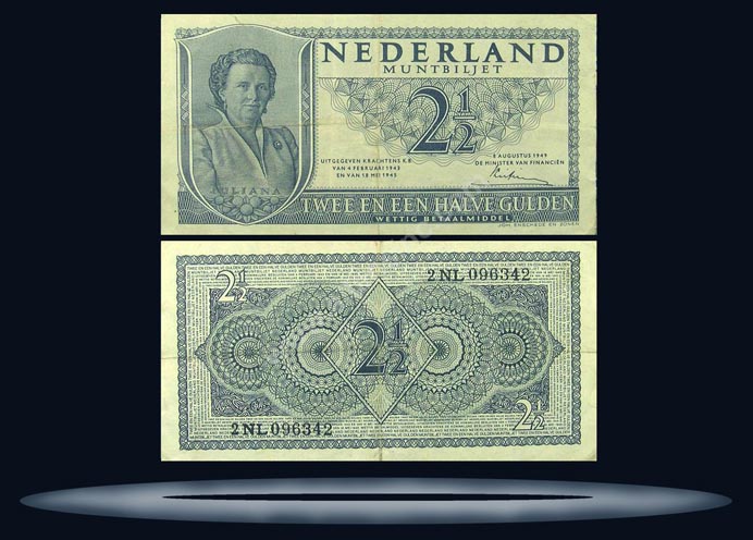 Netherlands Banknote, 2 1/2 Gulden, 8.8.1949, P#73 MAIN