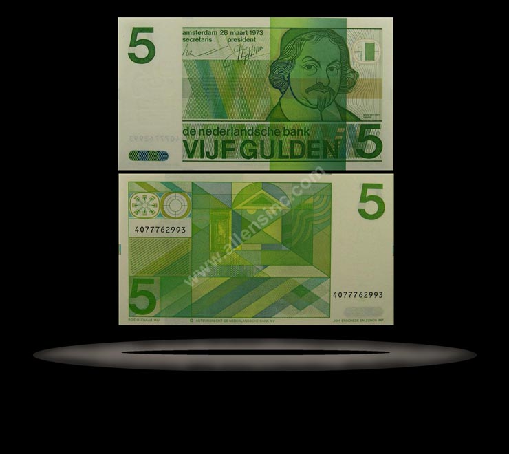 Netherlands Banknote, 5 Gulden, 28.3.1973, P#95a MAIN