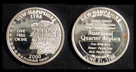 New Hampshire Quarter Replica' Art Bar. MAIN