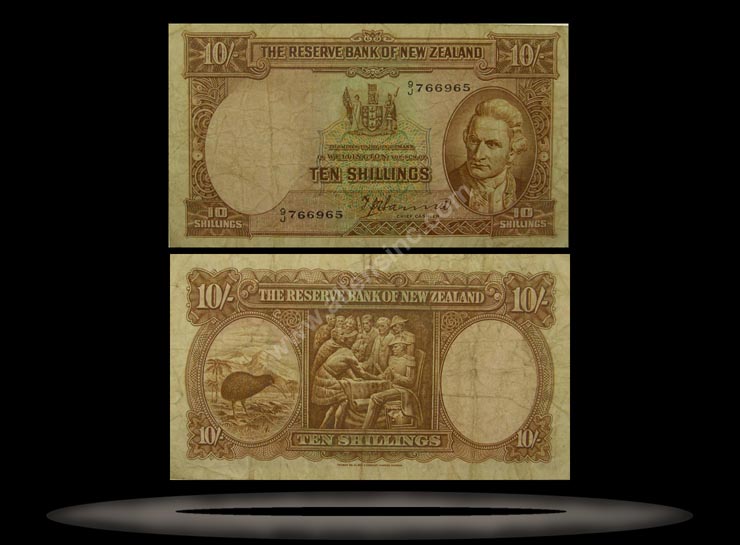 New Zealand Banknote, 10 Shillings, ND (1940-55), P#158a MAIN