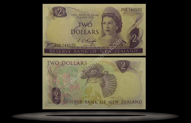 New Zealand Banknote, 2 Dollars, ND (1968-75), P#164b MAIN