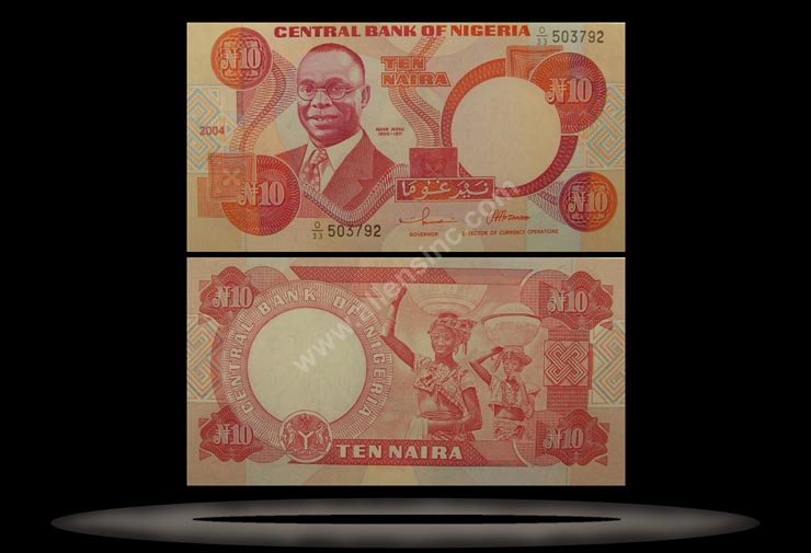 Nigeria Banknote, 10 Naira, 2004, P#25h MAIN