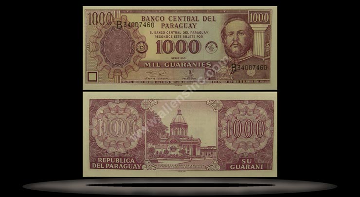 Paraguay Banknote, 1000 Guaranies, 2001, P#214b MAIN