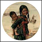 Girl With Little Brother Collector Plate by Kee Fung Ng MAIN