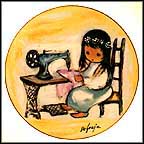 Girl With Sewing Machine Collector Plate by Ted DeGrazia MAIN