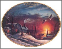 February - Sharing Season Collector Plate by Terry Redlin MAIN