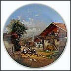 At The Village Fountain Collector Plate by Christian Lückel MAIN
