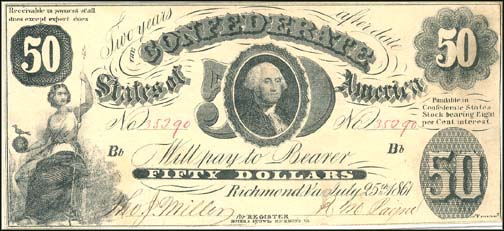 Confederate States of America $50 Note, 7/25/1861, Cat# 8-15 MAIN