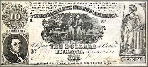 Confederate States of America $10 Note, 9/2/1861, Cat# 30-242 MAIN