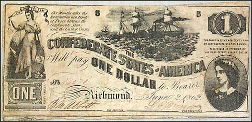 Confederate States of America $1 Note, 6/2/1862, Cat# 44-340 MAIN