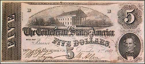 Confederate States of America $5 Note, 12/2/1862, Cat# 53-380 MAIN