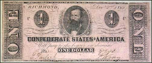Confederate States of America $1 Note, 12/2/1862, Cat# 55-398 MAIN