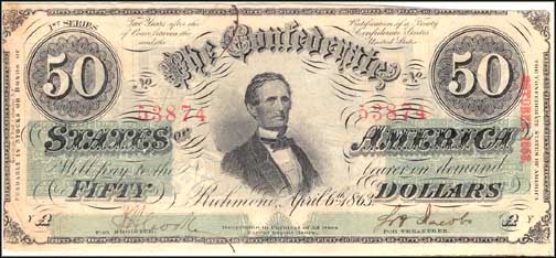 Confederate States of America $50 Note, 4/6/1863, Cat# 57-412/9 MAIN