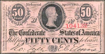 Confederate States of America 50¢ Note, 4/6/1863, Cat# 63-485 MAIN