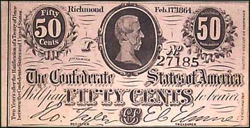 Confederate States of America 50¢ Note, 2/17/1864, Cat# 72-578 MAIN