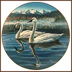 Tranquil Beauty: Trumpeter Swans Collector Plate by Darrell Bush MAIN