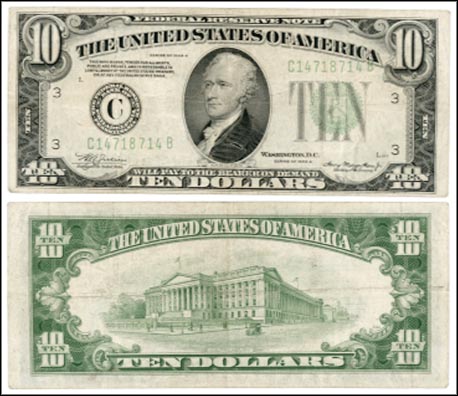 Fr# 2006  1934A CB $10 Misaligned 3rd Printing MAIN