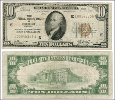 Fr# 1860  1929 EA $10 Misaligned 3rd Printing MAIN