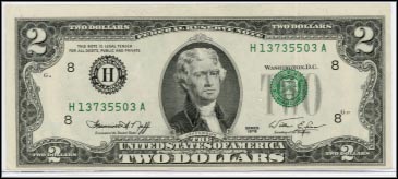 Fr# 1935  1976 HA $2 Misaligned Overprints MAIN