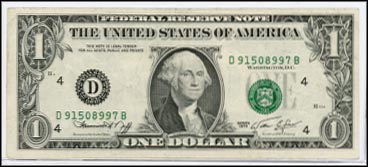 Fr# 1908  1974 DB $1 Misaligned Overprints MAIN